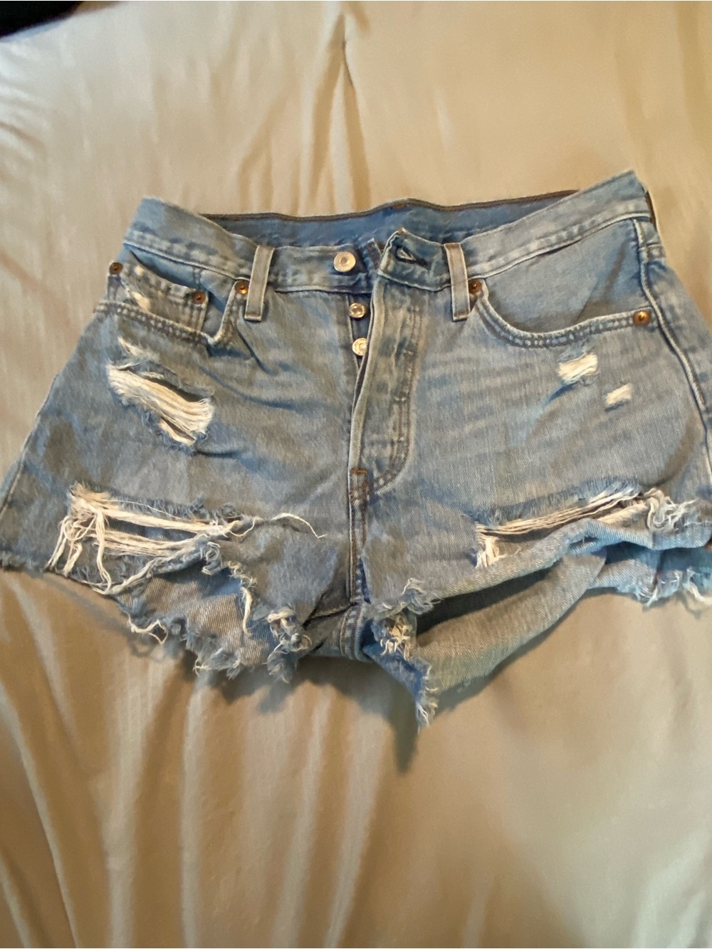 Levi's Light Blue Distressed Denim Cutoff Shorts
